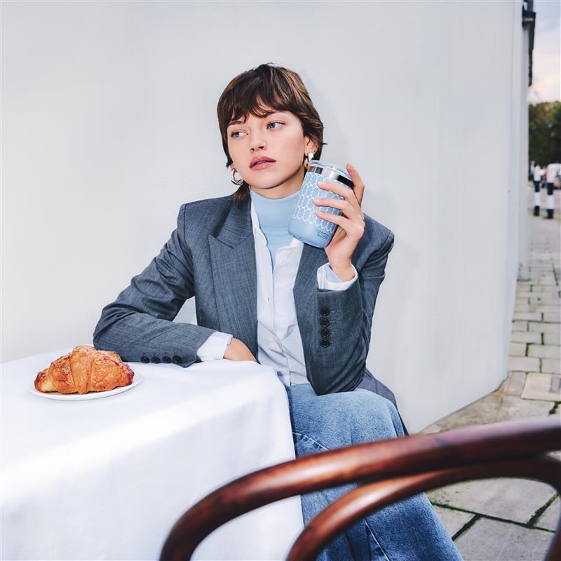 ルネッサンス ブルー 蓋付ドリンクタンブラー（ステンレス）