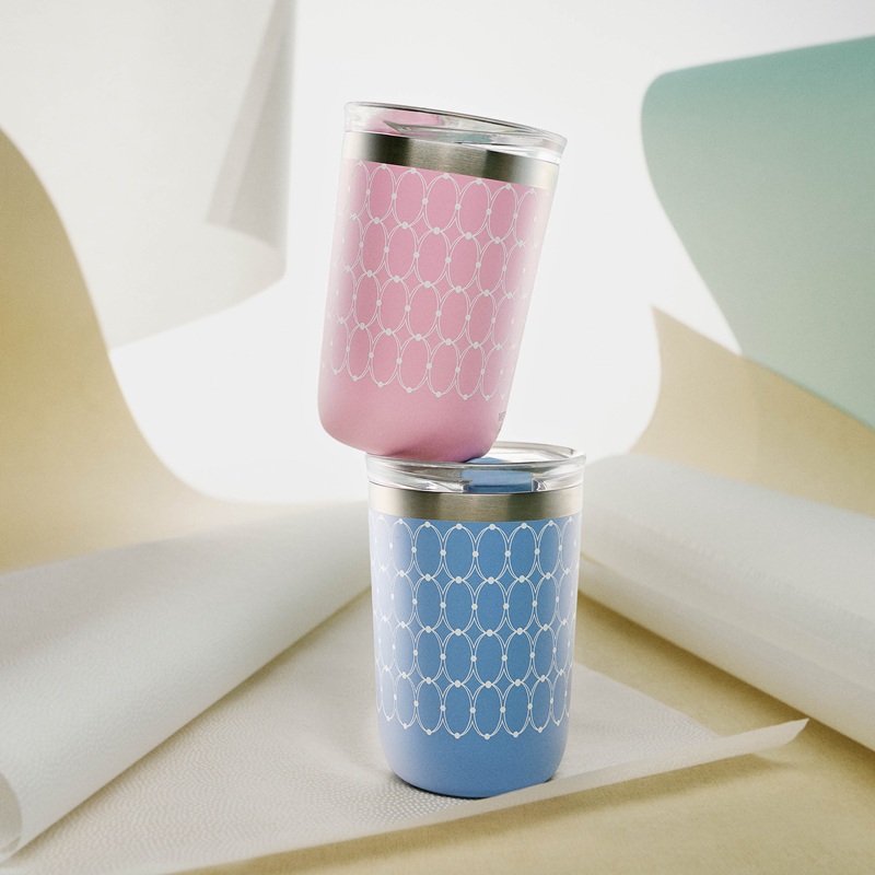 ルネッサンス 蓋付ドリンクタンブラー（ステンレス） ブルー＆ピンク ペア(マグカップ)